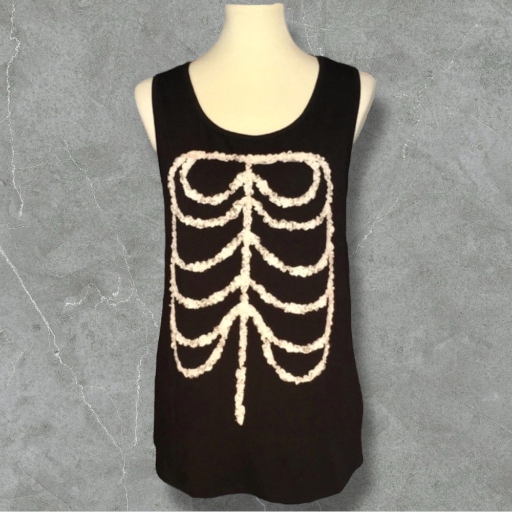 Hot Topic Midnight Hour Lace Skelton Rib Tank Large EMO Goth